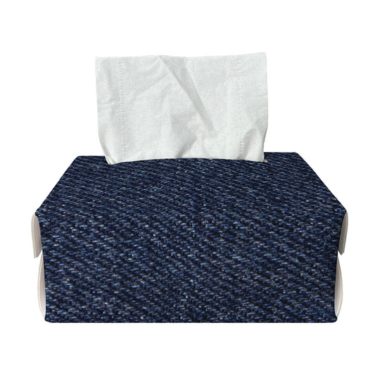 Dark Blue Denim Jeans Print Rectangle Tissue Box Cover