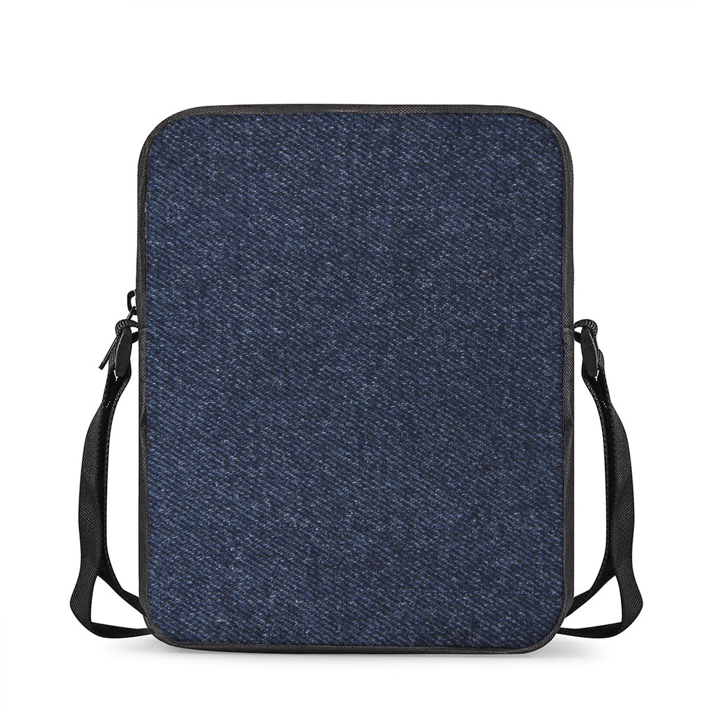 Dark Blue Denim Jeans Print Rectangular Crossbody Bag