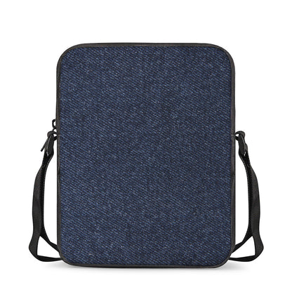 Dark Blue Denim Jeans Print Rectangular Crossbody Bag