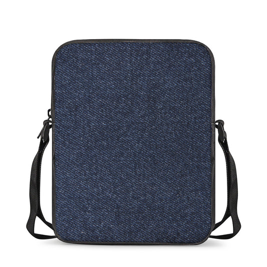 Dark Blue Denim Jeans Print Rectangular Crossbody Bag