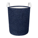 Dark Blue Denim Jeans Print Round Laundry Basket