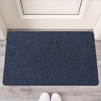 Dark Blue Denim Jeans Print Rubber Doormat