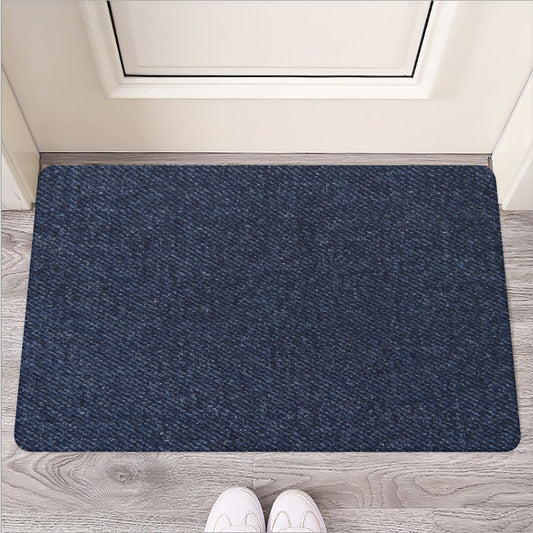 Dark Blue Denim Jeans Print Rubber Doormat