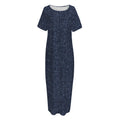 Dark Blue Denim Jeans Print Short Sleeve Long Nightdress