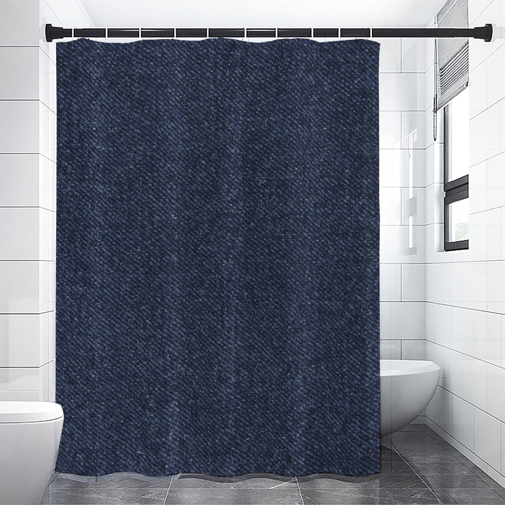 Dark Blue Denim Jeans Print Shower Curtain
