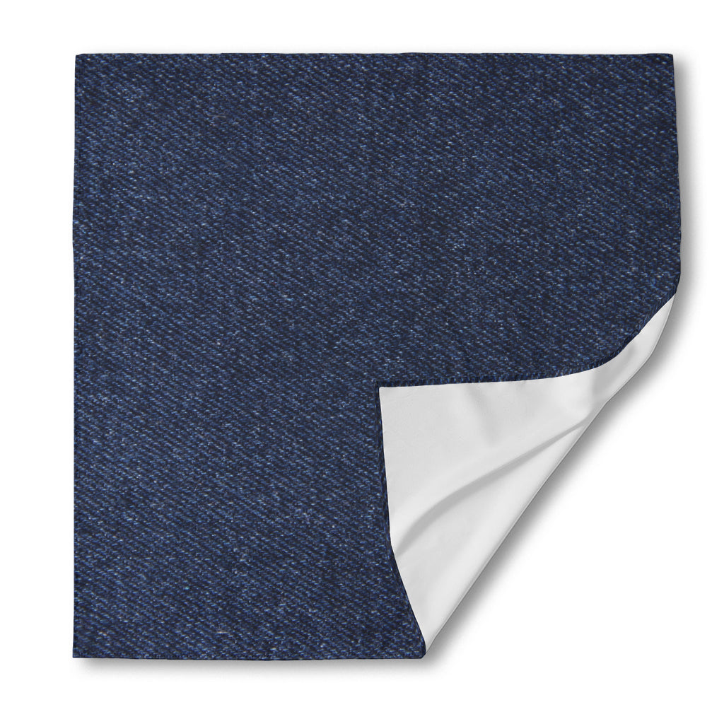 Dark Blue Denim Jeans Print Silk Bandana