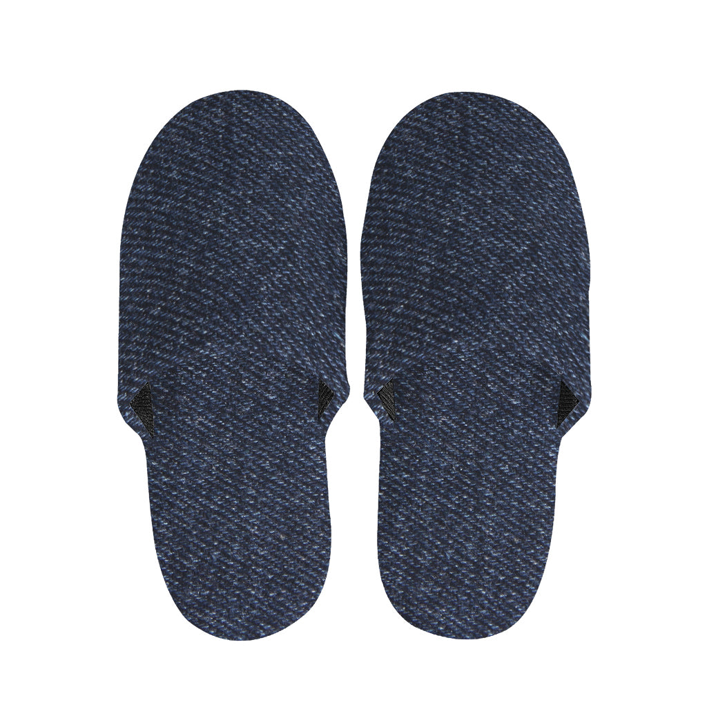 Dark Blue Denim Jeans Print Slippers