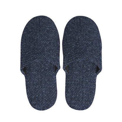 Dark Blue Denim Jeans Print Slippers
