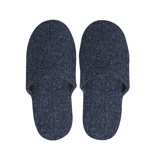 Dark Blue Denim Jeans Print Slippers