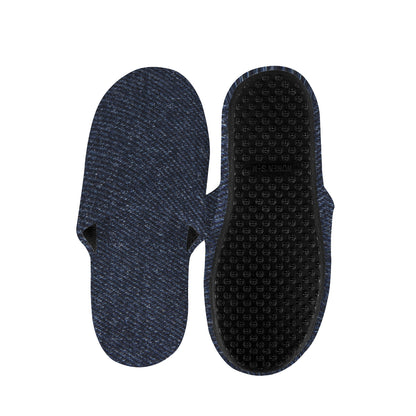 Dark Blue Denim Jeans Print Slippers
