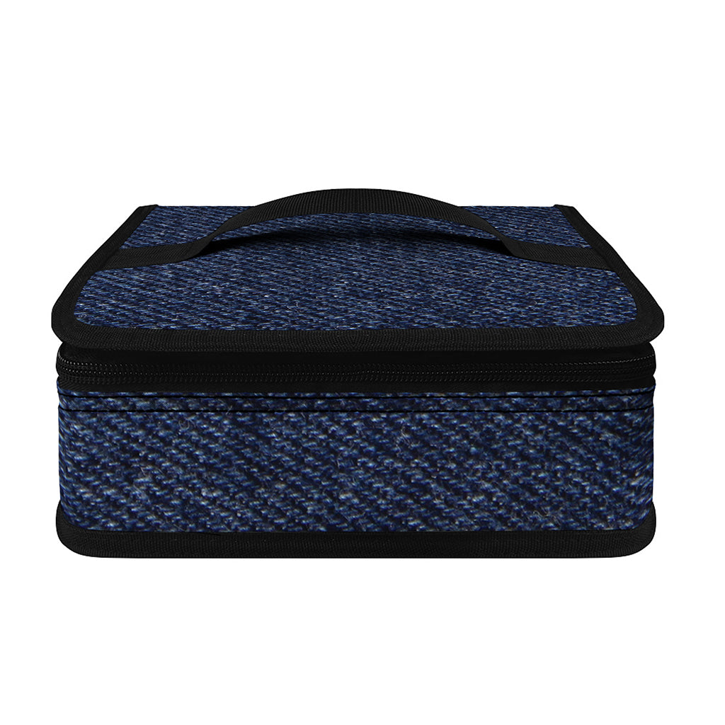 Dark Blue Denim Jeans Print Small Lunch Bag