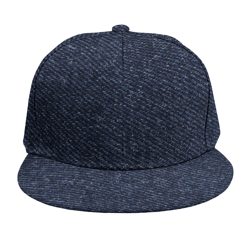Dark Blue Denim Jeans Print Snapback Cap