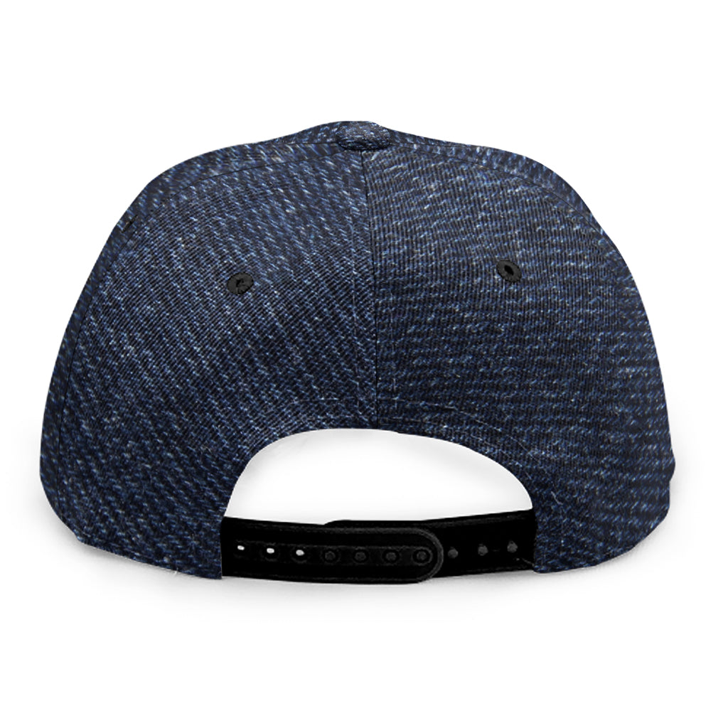 Dark Blue Denim Jeans Print Snapback Cap