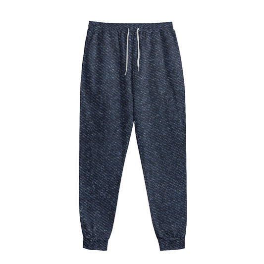 Dark Blue Denim Jeans Print Sweatpants