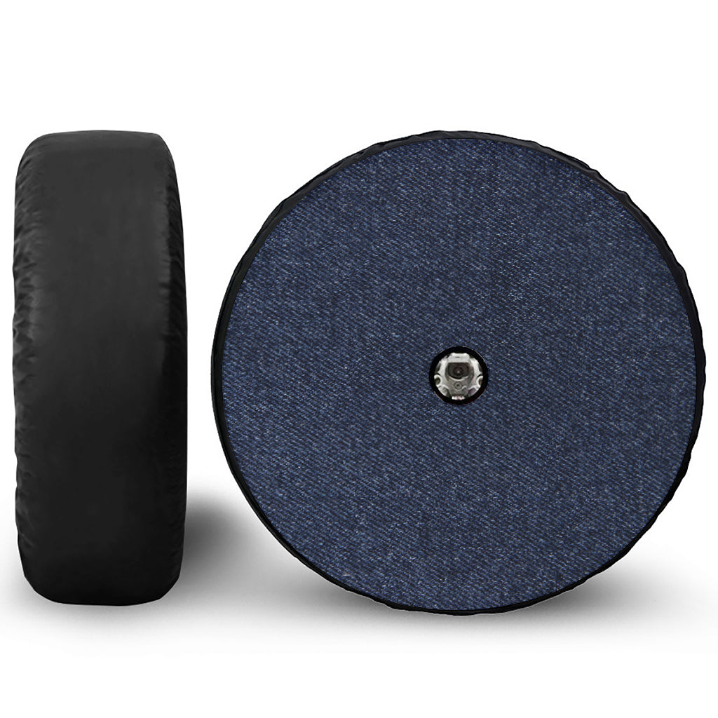 Dark Blue Denim Jeans Print Tire Cover With Camera Hole
