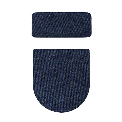Dark Blue Denim Jeans Print Toilet Lid And Tank Cover Set