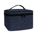 Dark Blue Denim Jeans Print Travel Makeup Bag