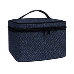 Dark Blue Denim Jeans Print Travel Makeup Bag