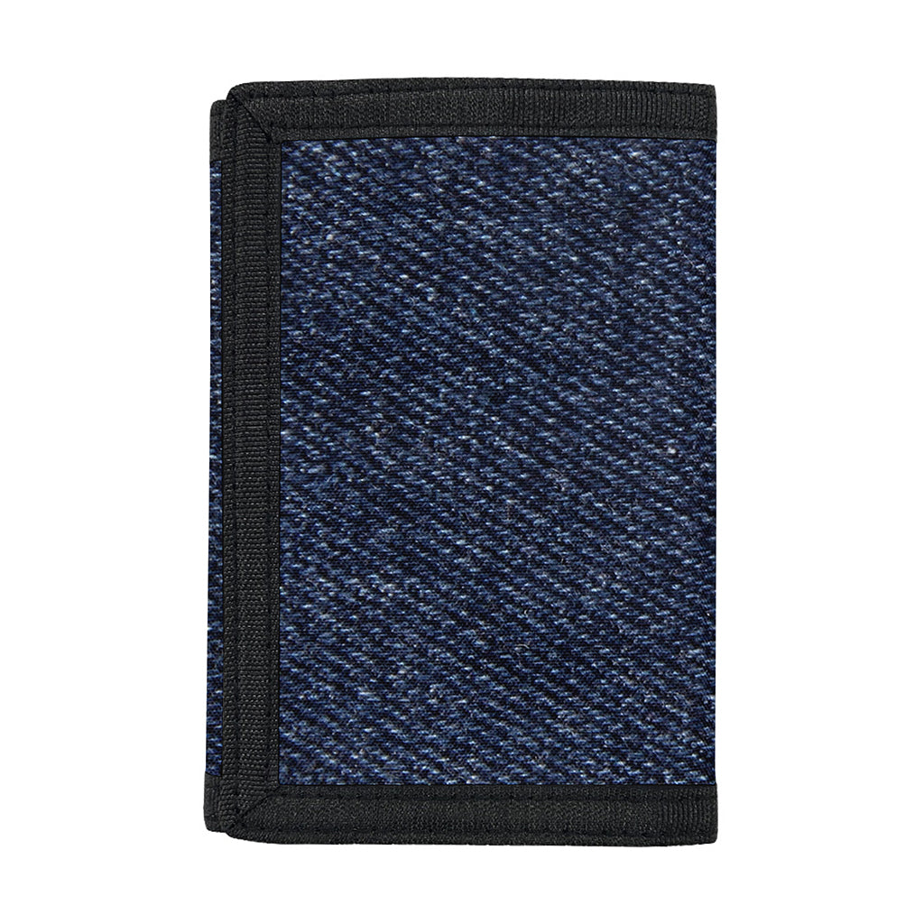 Dark Blue Denim Jeans Print Trifold Wallet