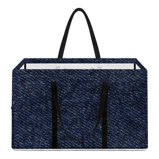 Dark Blue Denim Jeans Print Utility Tote Bag