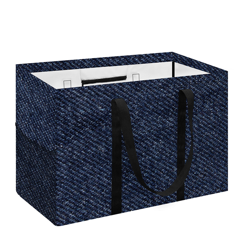 Dark Blue Denim Jeans Print Utility Tote Bag