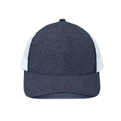 Dark Blue Denim Jeans Print White Mesh Trucker Cap
