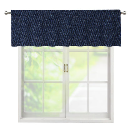 Dark Blue Denim Jeans Print Window Valance
