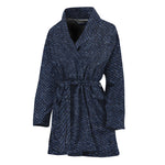 Dark Blue Denim Jeans Print Women's Bathrobe