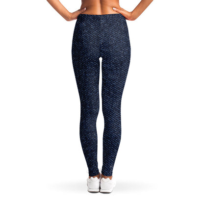 Dark Blue Denim Jeans Print Women's Leggings