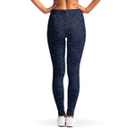 Dark Blue Denim Jeans Print Women's Leggings