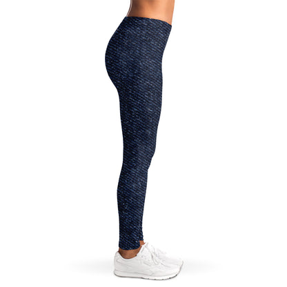 Dark Blue Denim Jeans Print Women's Leggings