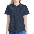 Dark Blue Denim Jeans Print Women's Polo Shirt