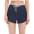 Dark Blue Denim Jeans Print Women's Split Running Shorts