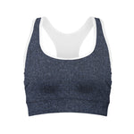 Dark Blue Denim Jeans Print Women's Sports Bra
