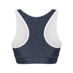 Dark Blue Denim Jeans Print Women's Sports Bra