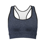 Dark Blue Denim Jeans Print Women's Sports Bra