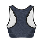 Dark Blue Denim Jeans Print Women's Sports Bra