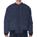 Dark Blue Denim Jeans Print Zip Sleeve Bomber Jacket