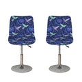 Dark Blue Floral Hummingbird Print Bar Stool Covers