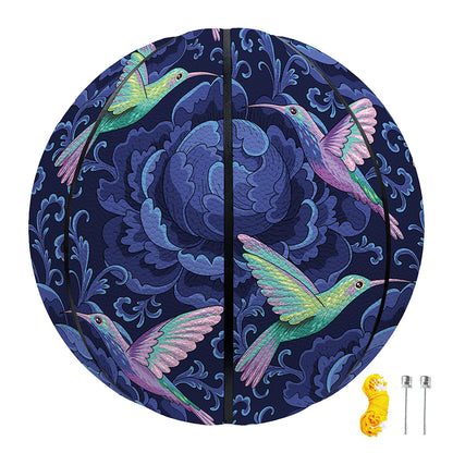 Dark Blue Floral Hummingbird Print Basketball