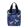 Dark Blue Floral Hummingbird Print Bible Tote Bag