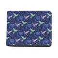 Dark Blue Floral Hummingbird Print Bifold Wallet