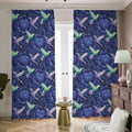 Dark Blue Floral Hummingbird Print Dimout Pencil Pleat Curtains