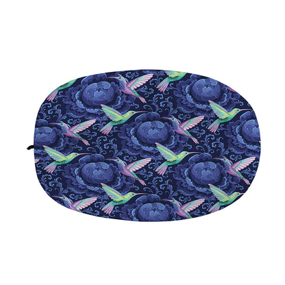 Dark Blue Floral Hummingbird Print Car Side Mirror Covers