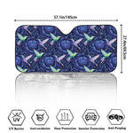 Dark Blue Floral Hummingbird Print Car Windshield Sun Shade