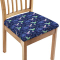 Dark Blue Floral Hummingbird Print Chair Cushion Cover