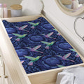 Dark Blue Floral Hummingbird Print Changing Pad Cover