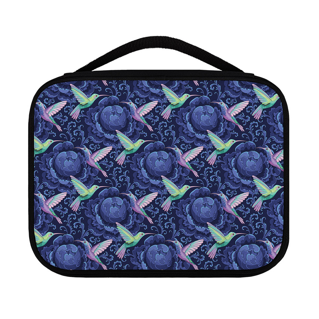 Dark Blue Floral Hummingbird Print Classic Bible Case