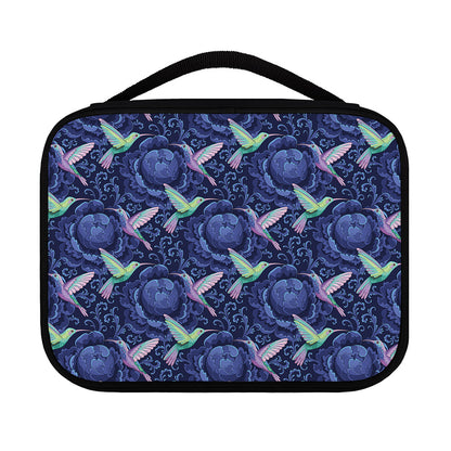 Dark Blue Floral Hummingbird Print Classic Bible Case