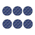 Dark Blue Floral Hummingbird Print Coaster Set